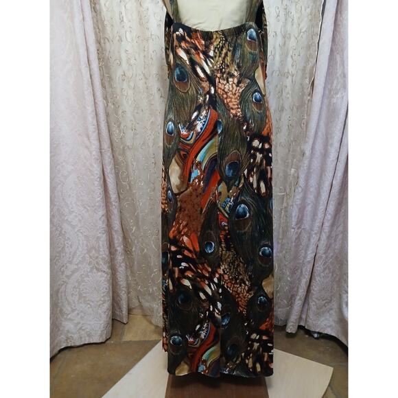 Exotic Sundress Maxi Plus Sz 2X Peacock Halter Bodycon Disco Babydoll Coquette - Picture 10 of 16